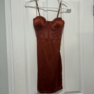 Burnt Orange Fashion Nova Mesh Dress